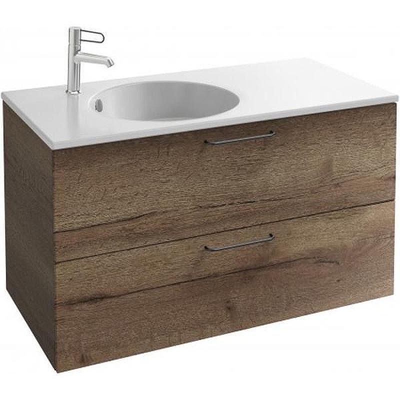 Тумба под раковину Jacob Delafon Odeon Rive Gauche 100 EB2524-R9-E52 подвесная цвет Дуб Табак ручки Черные