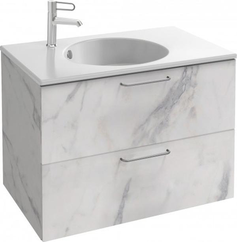 Тумба под раковину Jacob Delafon Odeon Rive Gauche 80 EB2522-R5-NR4 подвесная цвет Белый мрамор ручки Хром