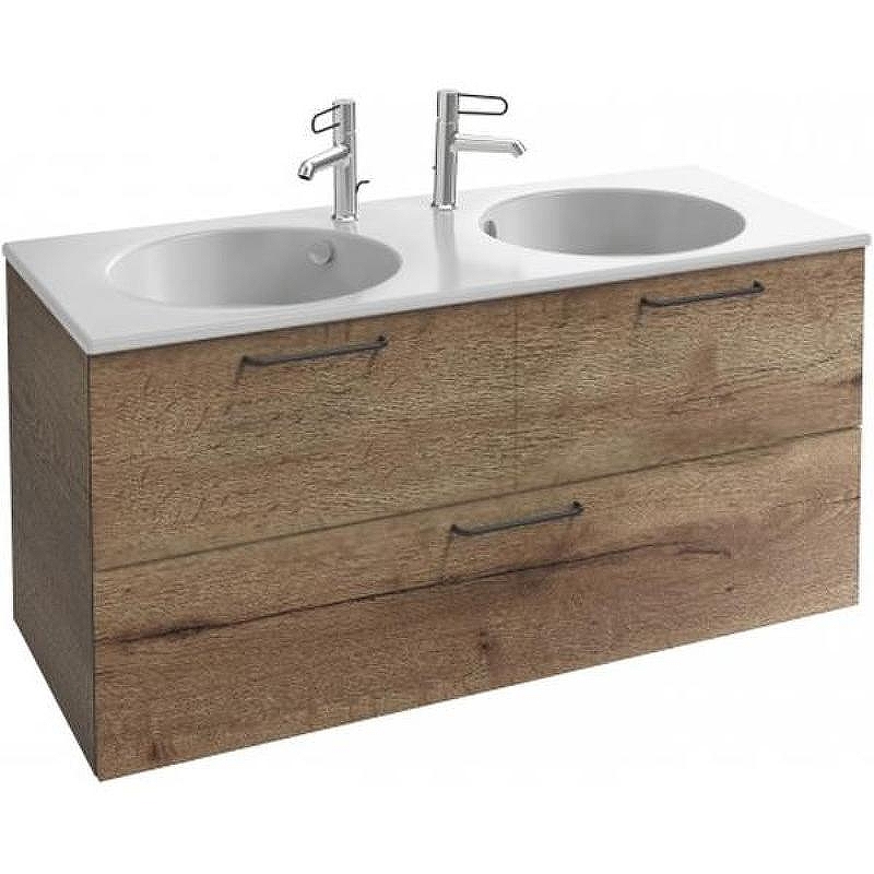 Тумба под раковину Jacob Delafon Odeon Rive Gauche 120 EB2545-R9-E52 подвесная цвет Дуб Табак ручки Черные