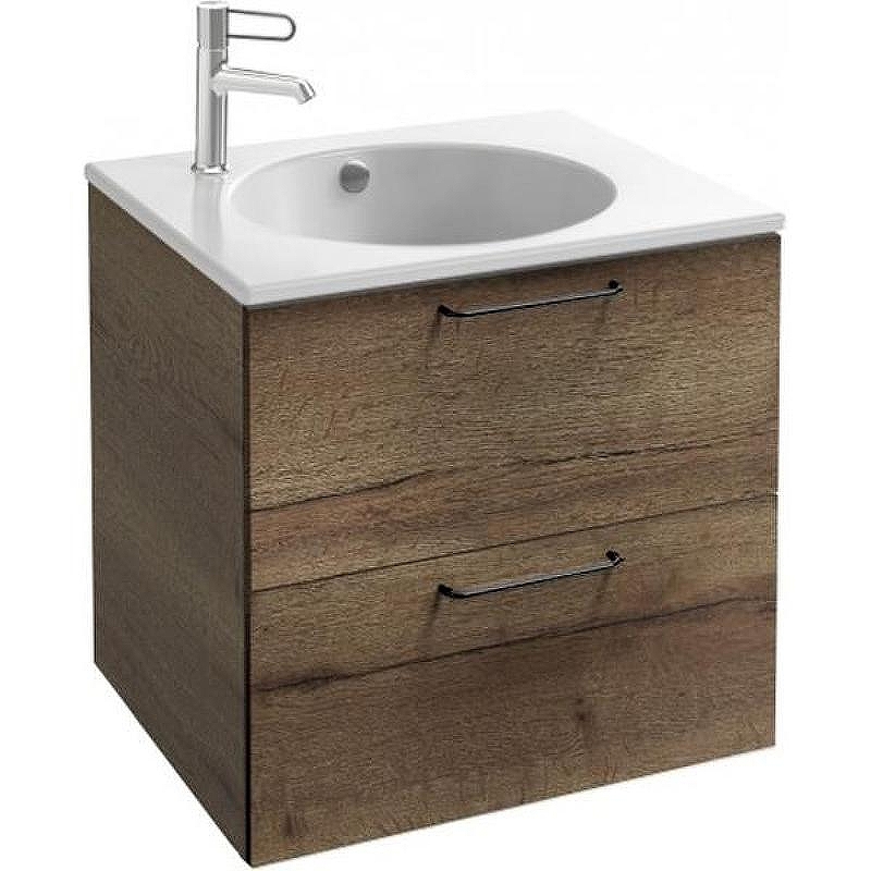 Тумба под раковину Jacob Delafon Odeon Rive Gauche 60 EB2520-R9-E52 подвесная цвет Дуб Табак ручки Черные